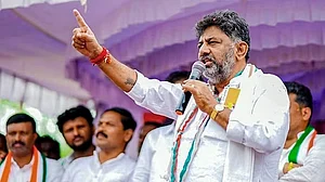 Karnataka Congress Chief, D. K. Shivakumar addressing an assembly election. (Phot Credit: ANI)