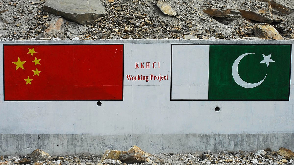 The Chinese and Pakistani flags are depicted on a section of the Karakoram highway near Khunjerab, Pakistan. (photo: Getty Images)