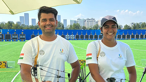Aman Saini and Pragati bagged gold in the Compound Mixed Team event (Photo: IANS)