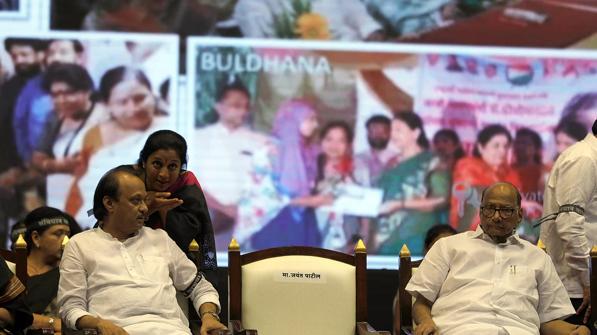 (L-R) Ajit Pawar, Supriya Sule and Sharad Pawar at a party event in Pune, Oct. 2018 (Photo: Getty Images)