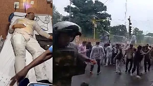 MP Police lathicharge Congress workers, Bhopal unit chief severely injured