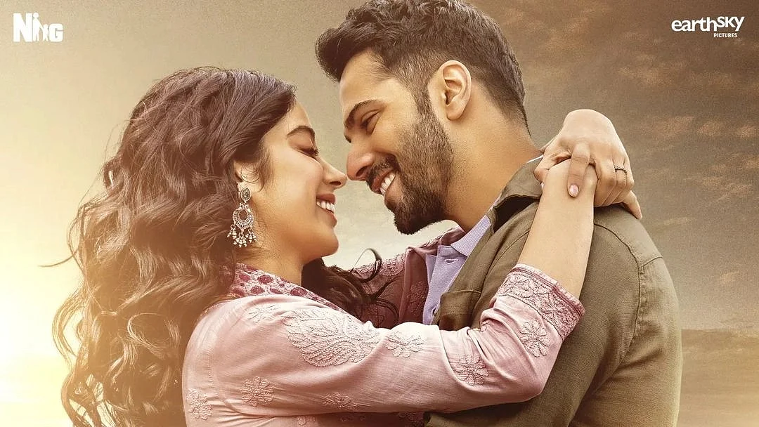 Janhvi Kapoor and Varun Dhawan in 'Bawaal' promo poster (photo courtesy: IMDb)