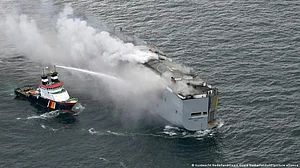 Burning ship off Dutch coast has more e-cars than thought