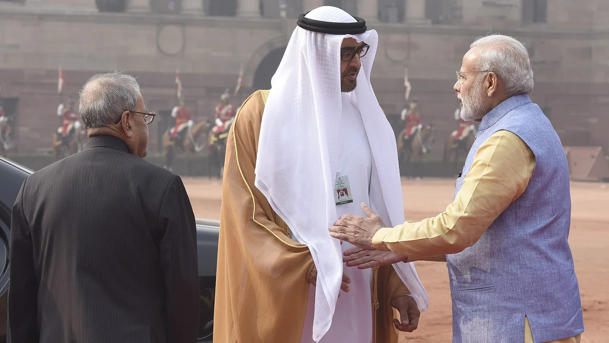 Prime Minister Narendra Modi with UAE President Sheikh Mohamed bin Zayed Al Nahyan (Photo: Getty Images)