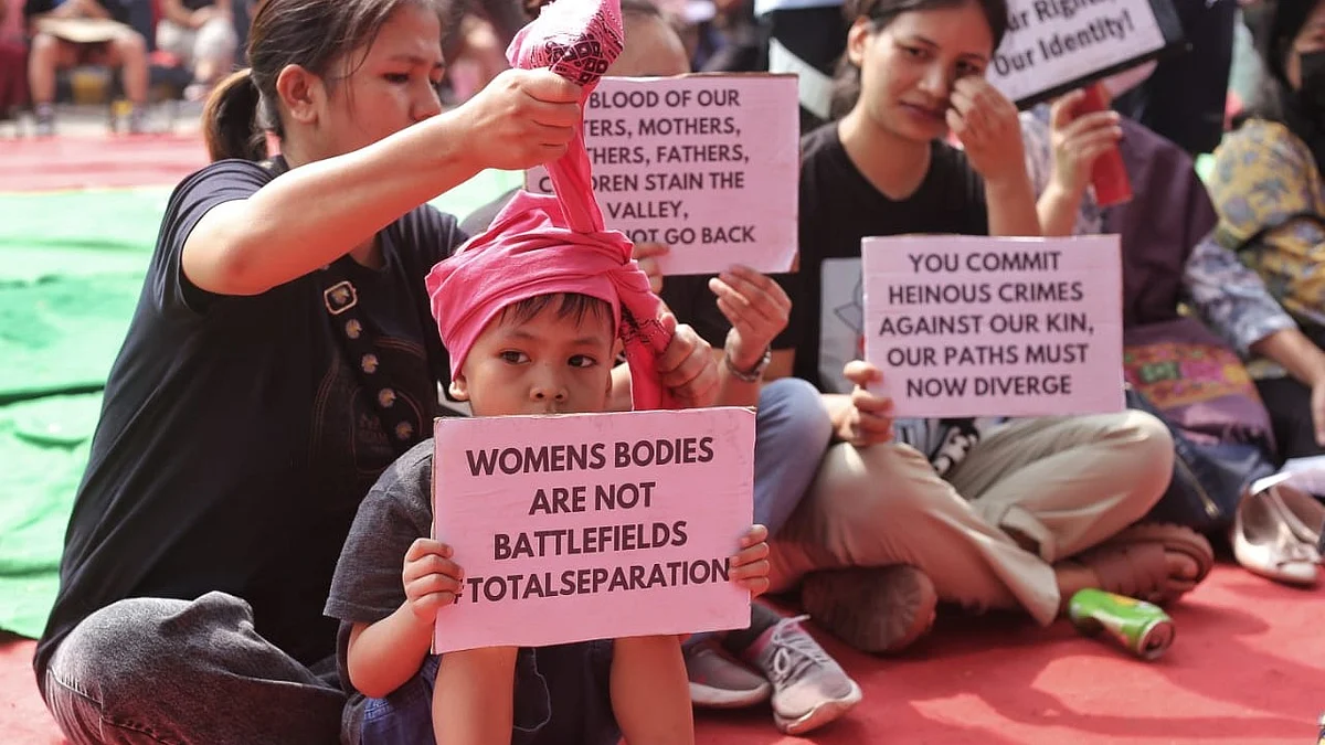 Kuki protestors protesting peacefully at Jantar Mantar (Photo: Vipin/National Herald)