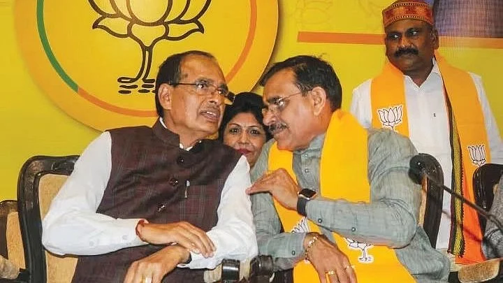 Madhya Pradesh chief minister Shivraj Singh Chouhan with BJP state president V.D. Sharma (Photo: NH Library)