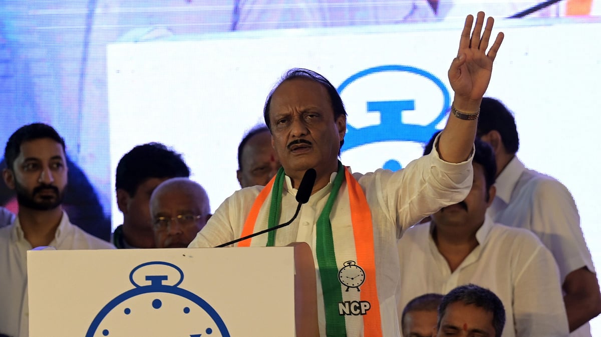 Maharashtra's deputy CM Ajit Pawar holding a speecg. (photo: Getty Images)