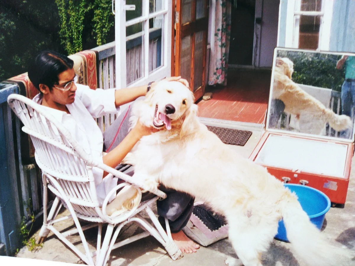 Brutus, with my son, Saurabh, at two years of age (photo by and courtesy Avay Shukla)