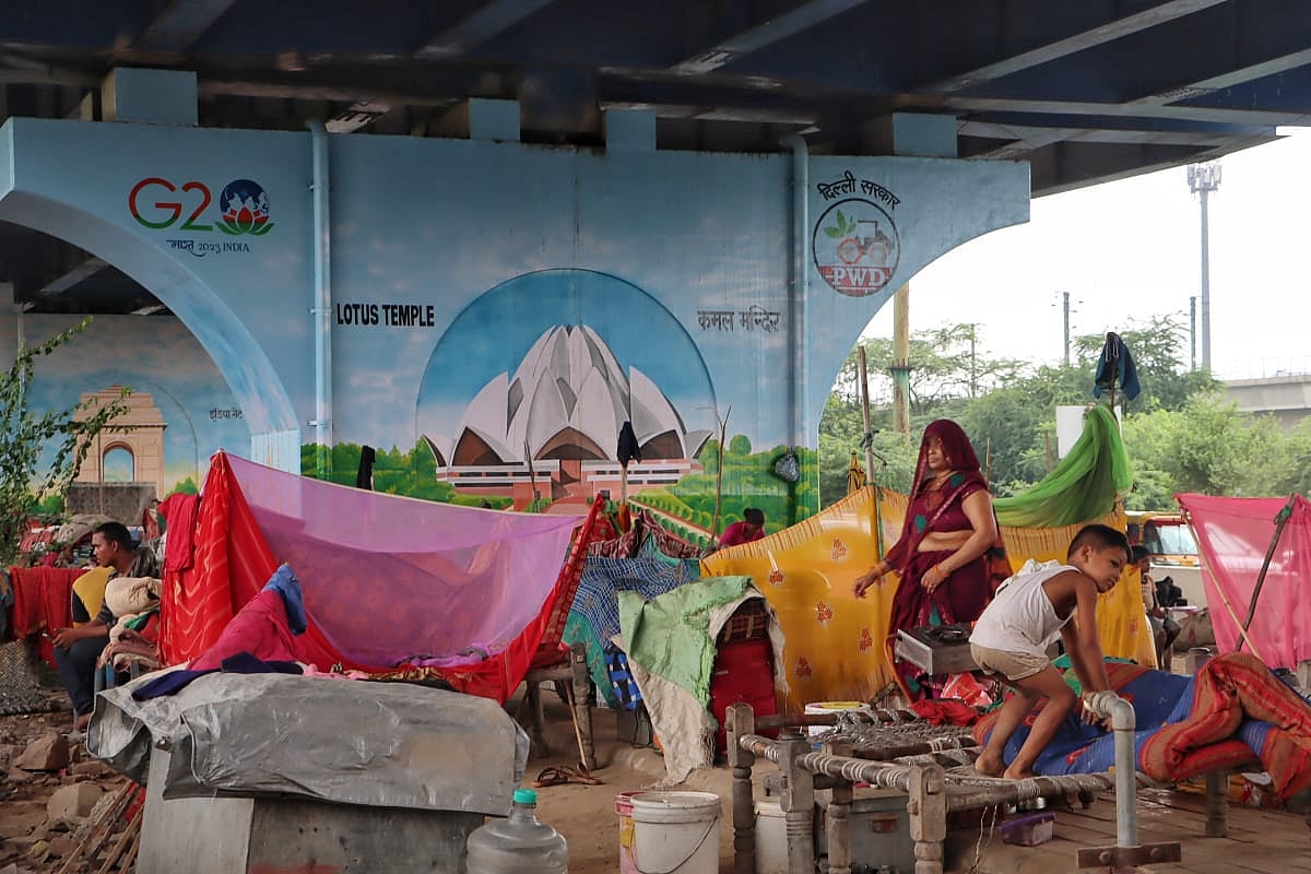 Camp for people from low lying areas around Yamuna in Mayur Vihar (Photo: Vipin/National Herald)