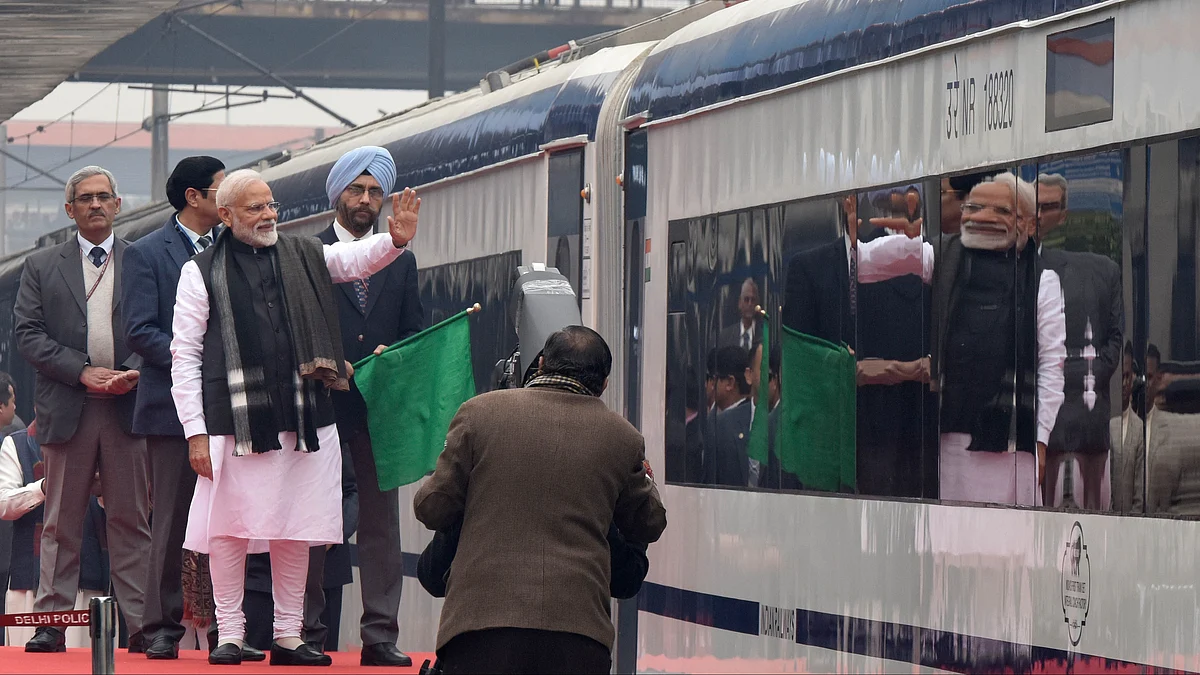 Representative Image; PM Modi flagging off Vande Bharat Express (photo: Getty Images)