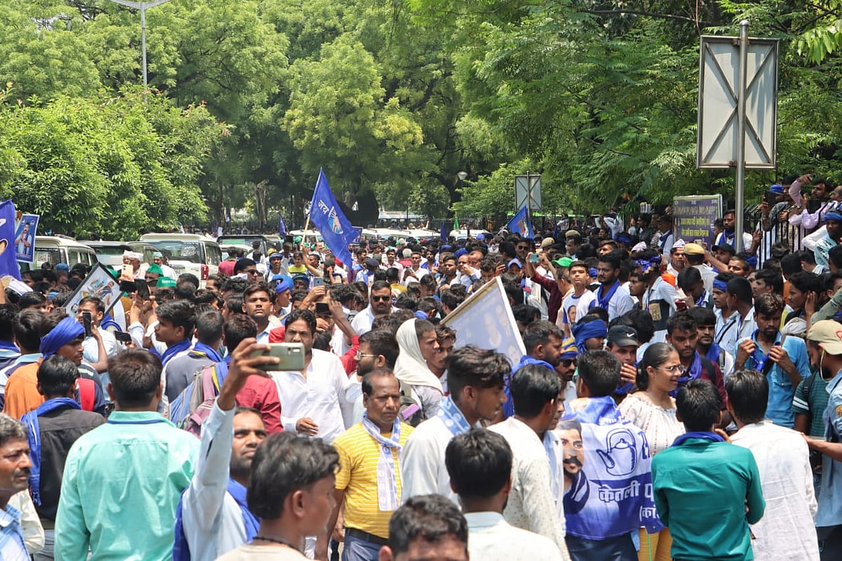 Bhim army supporters at Jantar Mantar (Photo: Vipin/National Herald)