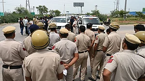 Haryana's Nuh heightens security measures ahead of Jal Abhishek Yatra (photo: Parveen Kumar/Hindustan Times via Getty Images)