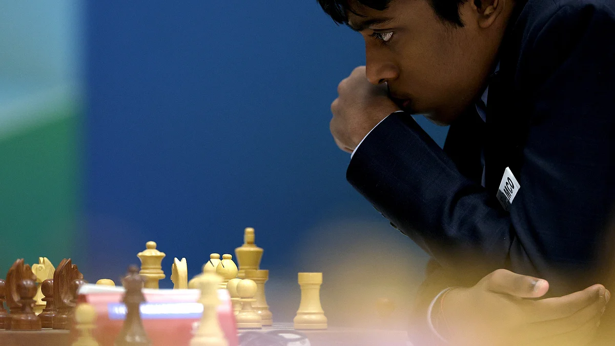 Young Indian grandmaster Rameshbabu Praggnanandhaa (photo: Dean Mouhtaropoulos/Getty Images)