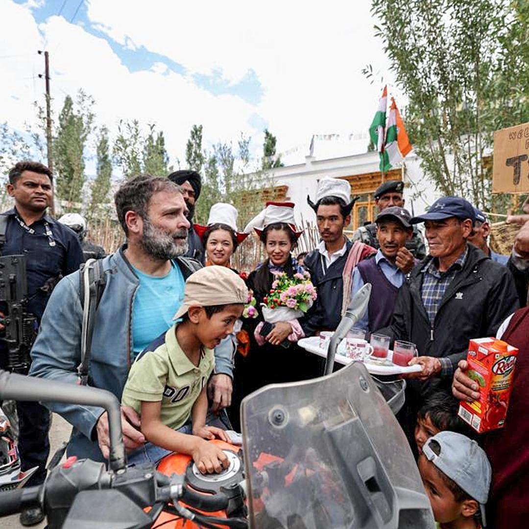 He has uploaded several glimpses of his meetings with the locals of Ladakh on instagram (photo: Indian National Congress)