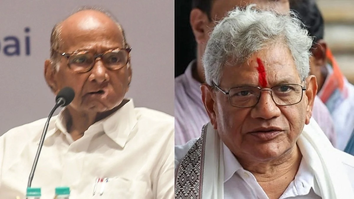 CPI(M) General Secretary Sitaram Yechury met Nationalist Congress Party leader Sharad Pawar (Photo: IANS)