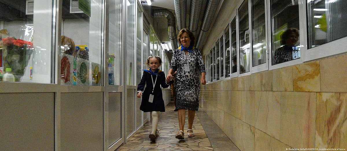 A safe space to learn: Summer vacation is over and it is time for children to be back in school. Near the frontlines, classes are often held online or in hybrid sessions. In Kharkiv, authorities have made an effort to create safe classrooms in subway stations, where children can learn in a protected environment. This teacher is escorting one young pupil to her new classroom.