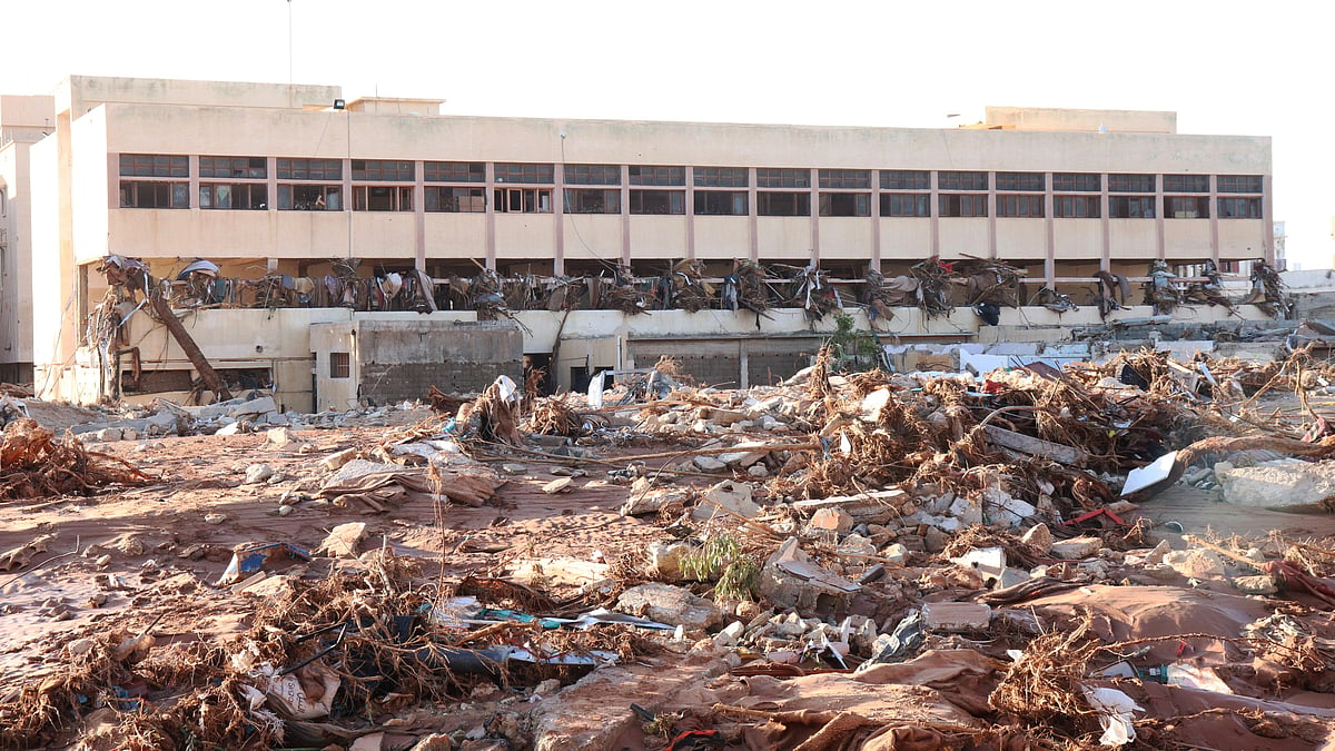 Devastation in Derna, Libya, after floods caused by Storm Daniel ravaged the region. The death toll has crossed 5,000. Thousands are still missing on 13 September (photo: Abdullah Mohammed Bonja/Anadolu Agency via Getty Images)