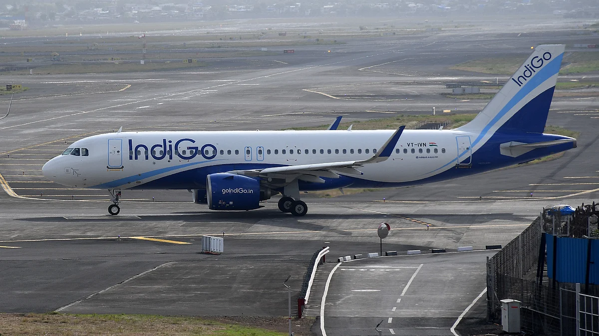 An IndiGo readying for takeoff (photo: Ashish Vaishnav/SOPA Images/LightRocket via Getty Images)