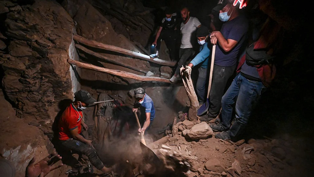 Rescuers warn about the traditional mud brick houses ubiquitous in the Atlas Mountains reducing the chances of finding survivors (photo: Piero Cruciatti/Anadolu Agency via Getty Images)