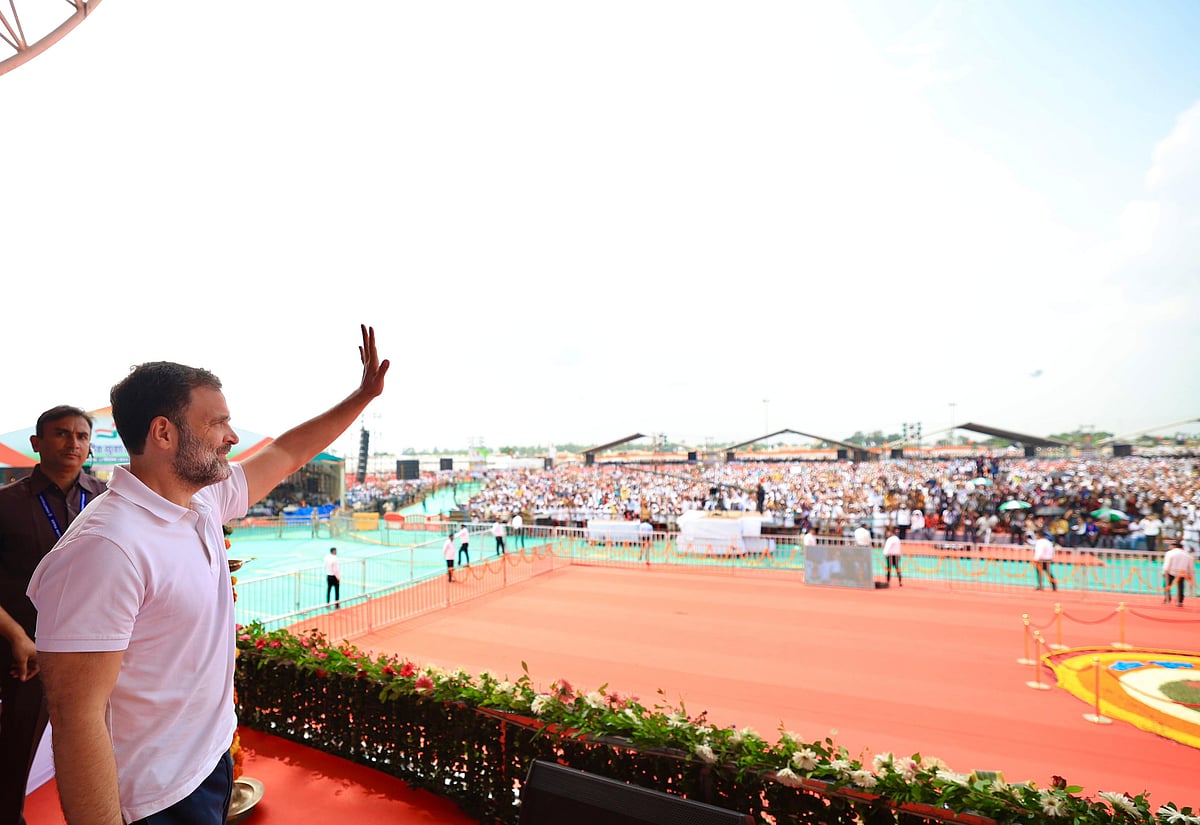 Rahul Gandhi at the Rajiv Yuva Mitan convention in Nava Raipur, Chhattisgarh, on Saturday (Photo: @INCIndia/ X)