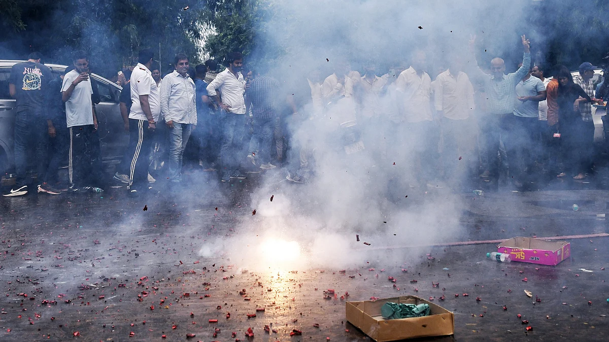 Celebrations after the DUSU polls results (Photo: IANS)