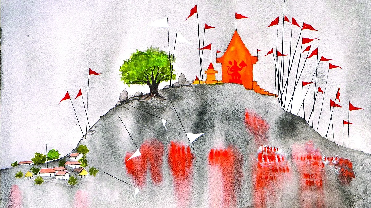 Two gods, two stairways, four donation boxes