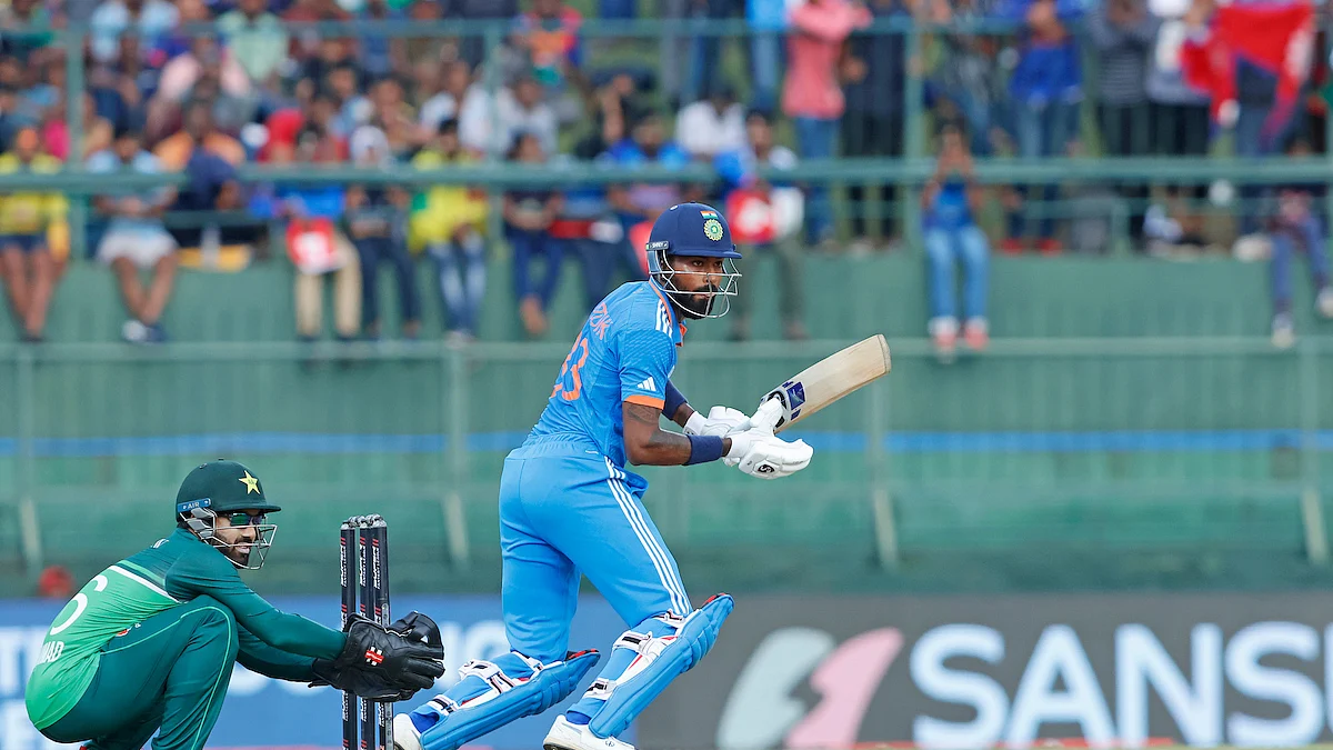 Hardik Pandya in action in ODI against Pakistan in Columbo on Saturday (Photo courtesy: BCCI) 