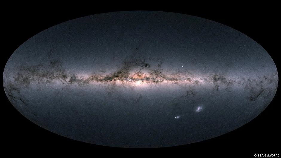 Gaia’s all-sky view of our Milky Way galaxy and neighbouring galaxies, based on measurements of nearly 1.7 billion stars (photo: DW)