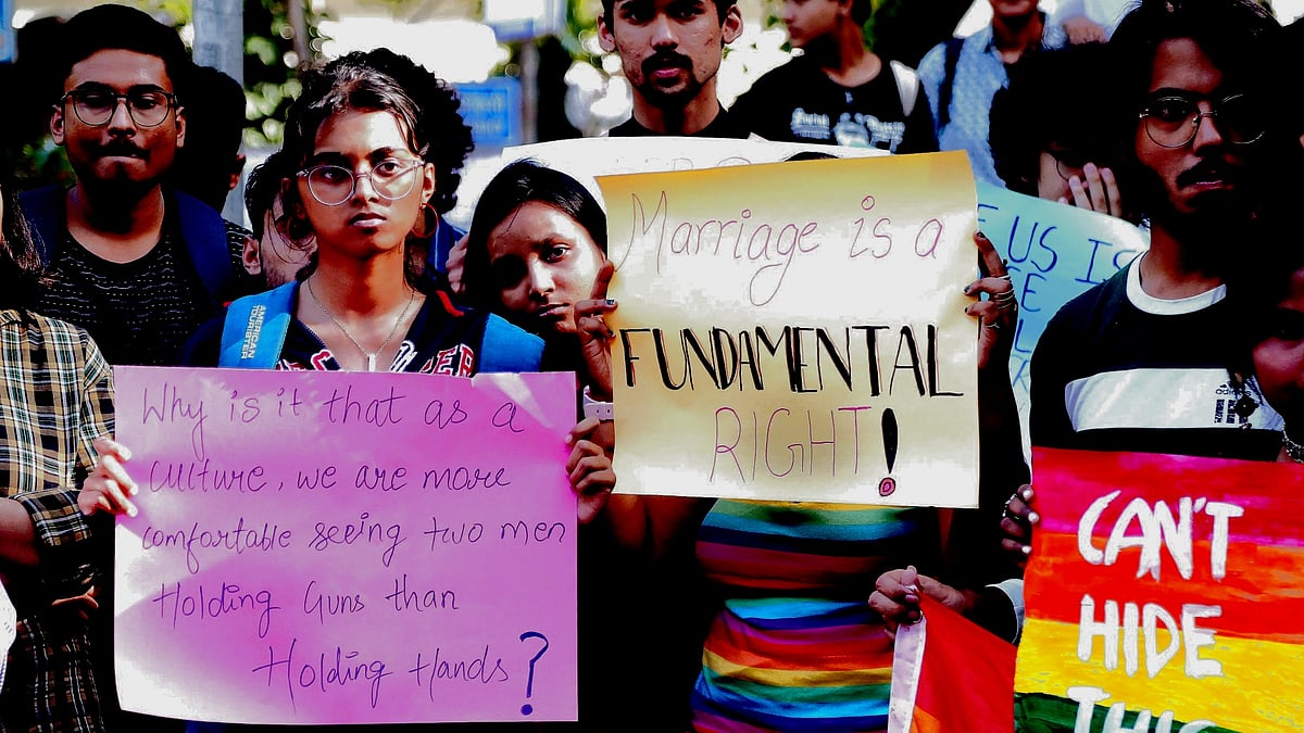 LGBTQIA+ people protest the Supreme Court verdict in Delhi (photo: Vipin/ National Herald)