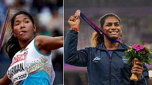 Swapna Barman (left) & Nandini Agasara, bronze medallist in heptathlon (photo: social media)