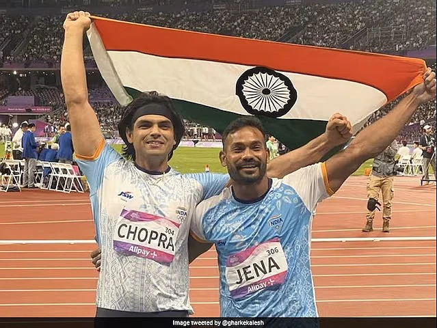 Neeraj Chopra and Kishore Jena after finishing 1-2 in javelin final (Photo: SAI media)