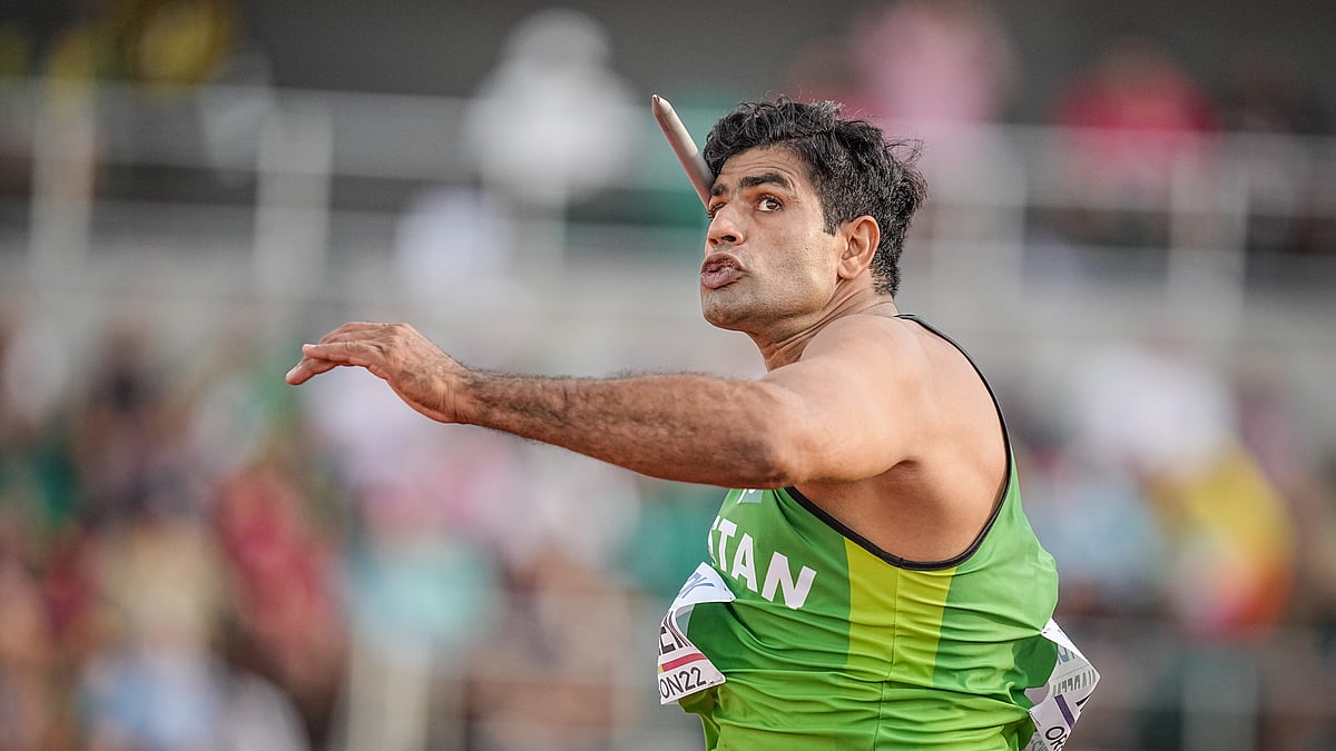 Silver-medalist javelin-throw player Arshad Nadeem (Photo by Michael Kappeler/picture alliance via Getty Images)