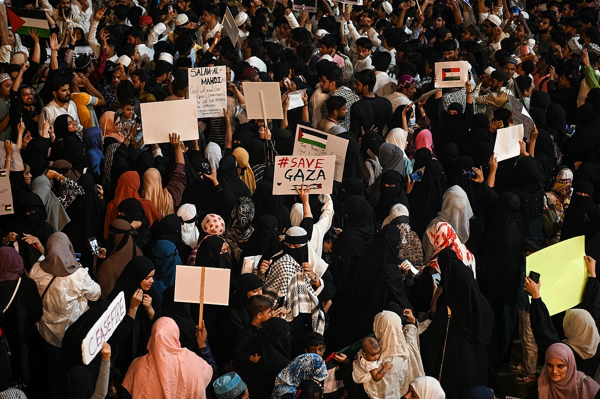 The public gathering in solidarity with Palestinians in Gaza in Mumbai on 20 October (photo: Getty Images)