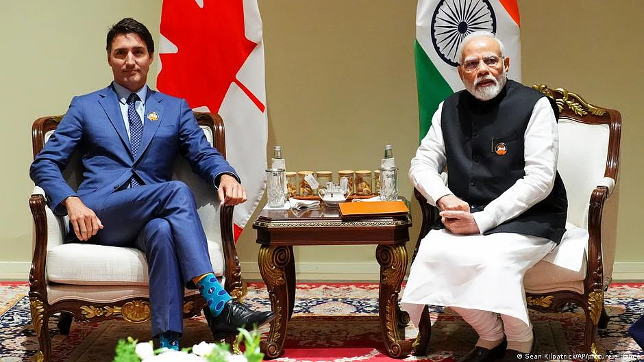 Canada's prime minister Justin Trudeau with Indian counterpart Narendra Modi in India. Trudeau raised the allegation on the Nijjar killing against India after his return (photo: DW)