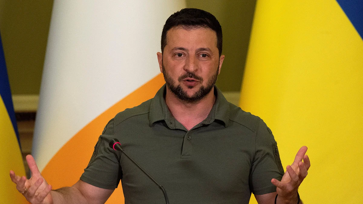 Ukrainian president Zelenskyy appeals for aid in Brussels amid Israel-Hamas conflict (Photo: Clodagh Kilcoyne - Pool/Getty Images)