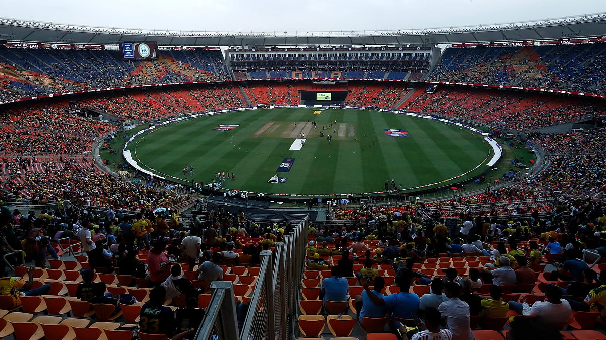 A crowded IPL stadium as seen before the 2023 IPL Final match between Chennai Super Kings and Gujarat Titans at Narendra Modi Stadium on May 28, 2023 in Ahmedabad, India. (Photo by Pankaj Nangia/Getty Images)