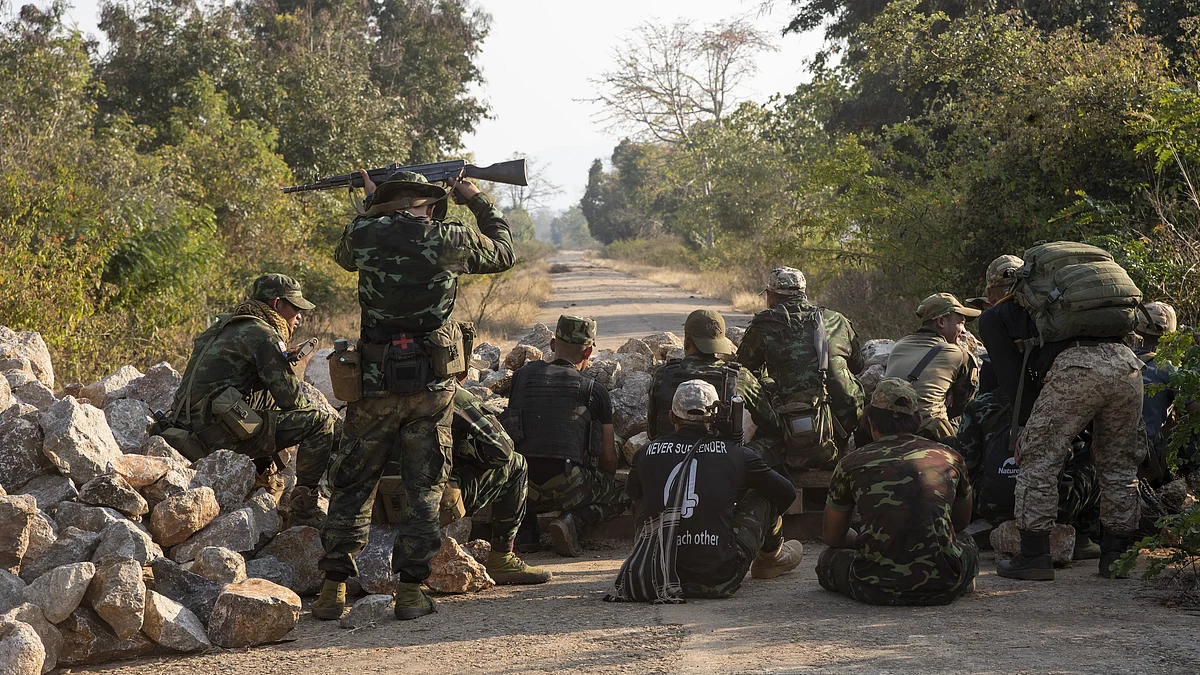 The Brotherhood Alliance's offensive in Myanmar shifts the conflict dynamics, capturing key towns and blocking trade routes, challenging the military junta. (representative image) (Photo:  Thierry Falise/LightRocket via Getty Images)