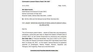 Commodore Lokesh K Batra's open letter on a violation of the model code of conduct by the Centre by announcing and conducting pan-India sale of EBs from 6 to 20 November