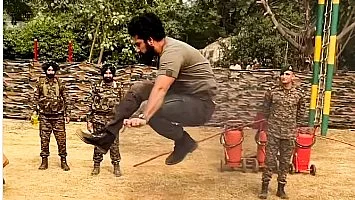 Vicky Kaushal jumps over fire during his obstacle training drill