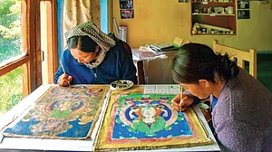 Stanzin Ladol and Rinchen Dolma at work. (Photos: Avidha Raha)
