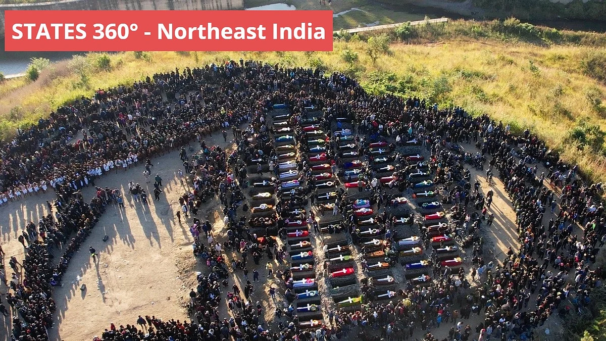 Mass burial of 87 Kuki-Zo victims of ethnic violence in Manipur on 20 December (photo: @zoo_bear/X)