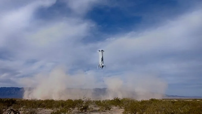 The rocket carried 33 payloads, with more than half from NASA and educational institutions, along with 38,000 postcards from students worldwide. (photo: @blueorigin/X)