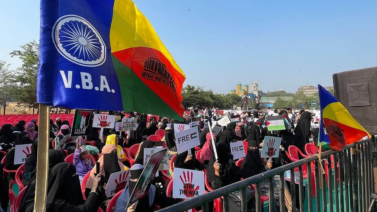 The 'Shanti Sabha' made an 8-point appeal to the Indian government, which included providing humanitarian assistance, supporting Palestine, and promoting peace through diplomatic efforts. (photo: @Prksh_Ambedkar/X)