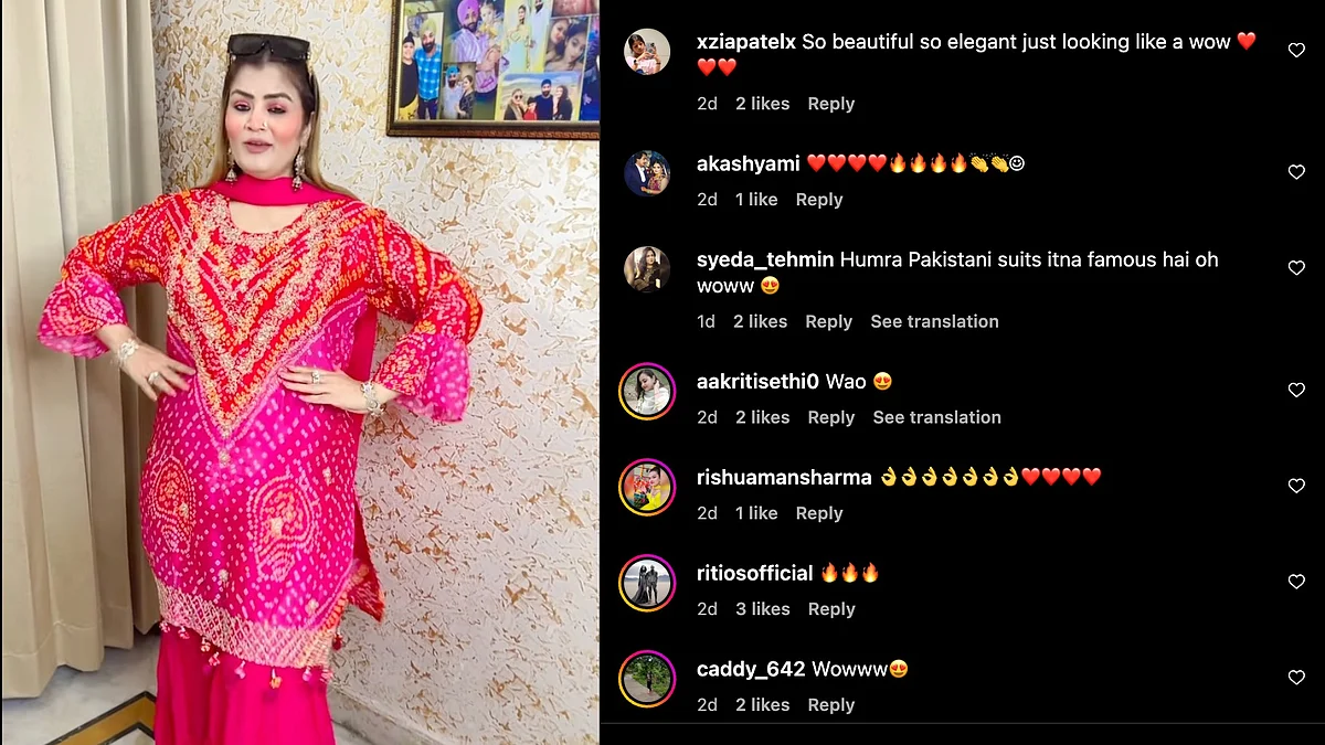 The queen who started the #lookingjustlikeaWOW trend on Instagram, Jasmeen Kaur @designmachinesuitslive (screengrab from Instagram page)