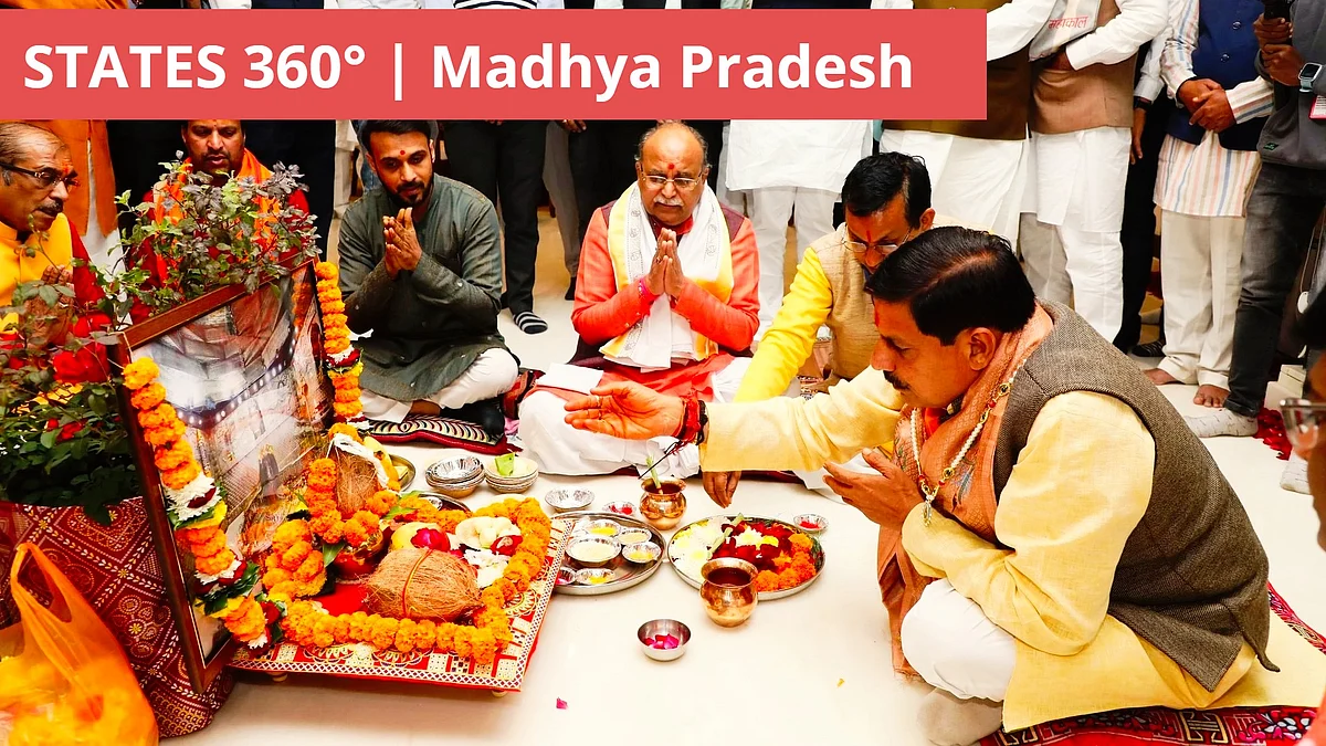 Mohan Yadav began his term as chief minister of Madhya Pradesh with a puja in the CM's chamber (photo: @DrMohanYadav51/X)