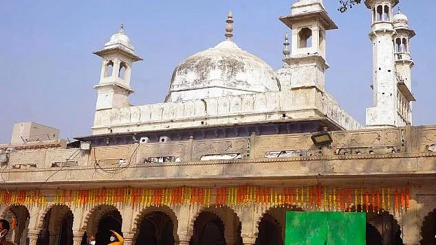 The Gyanvapi Masjid (shown) is alleged to be on the site of the 'original Kashi Vishwanath Temple' per litigants in a highly publicised case currently before the courts (photo: IANS) 