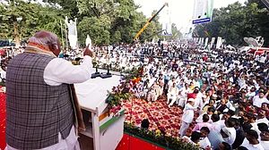Mallikarjun Kharge addresses the gathering in Bhubaneswar (photo: @kharge/X)