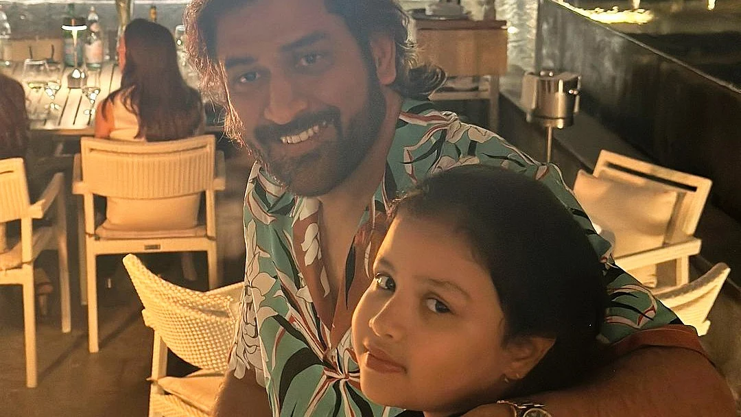 M.S. Dhoni with his daughter (photo: @ChennaiIPL/X)