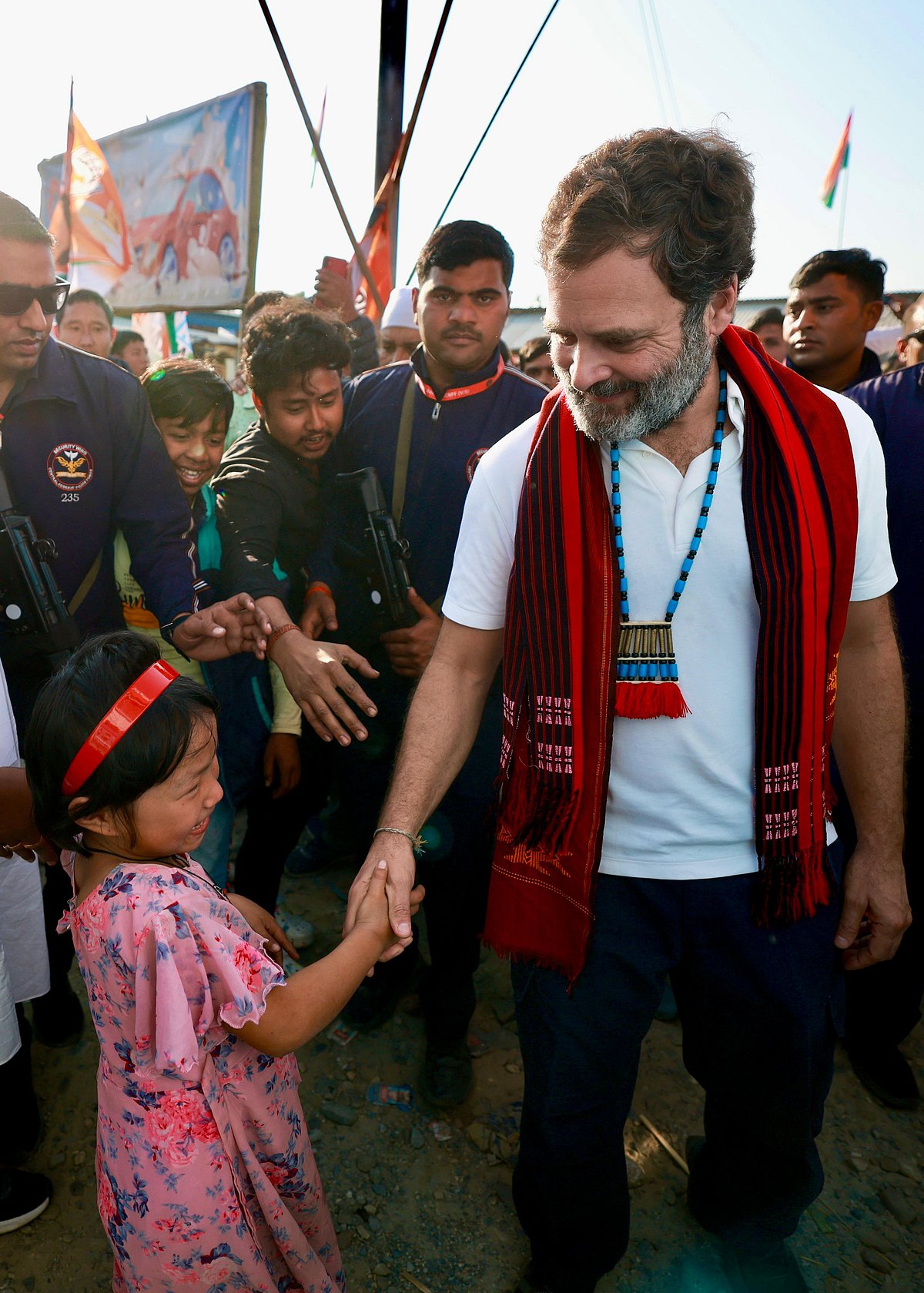 'Though she be little...': Rahul Gandhi shakes the hand of one of the nation's youngest Nyay Yoddhas in Arunachal