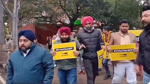 AAP workers protest in Chandigarh on Sunday